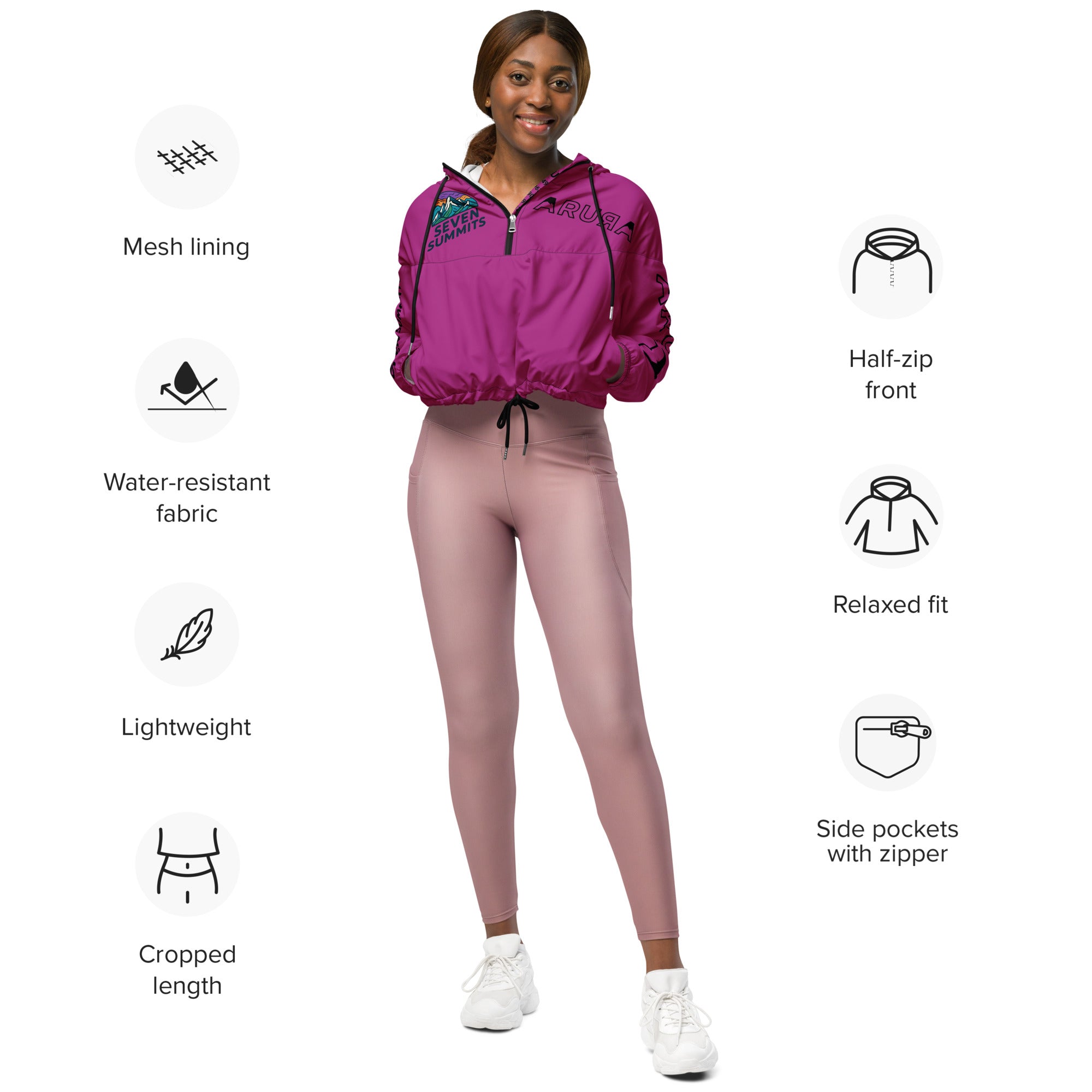 women's seven summits cropped windbreaker - edelweiss purple – Arura