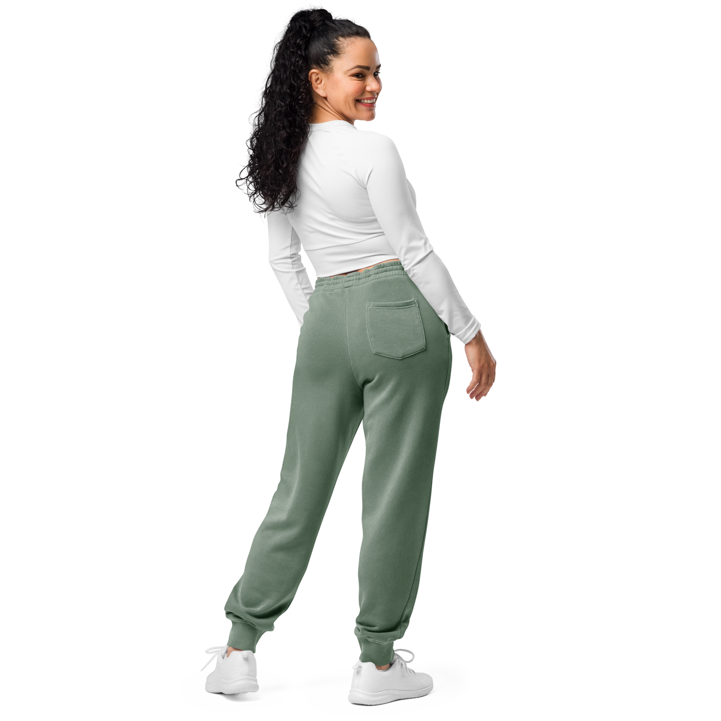 unisex block logo embroidered pigment-dyed sweatpants - white logo
