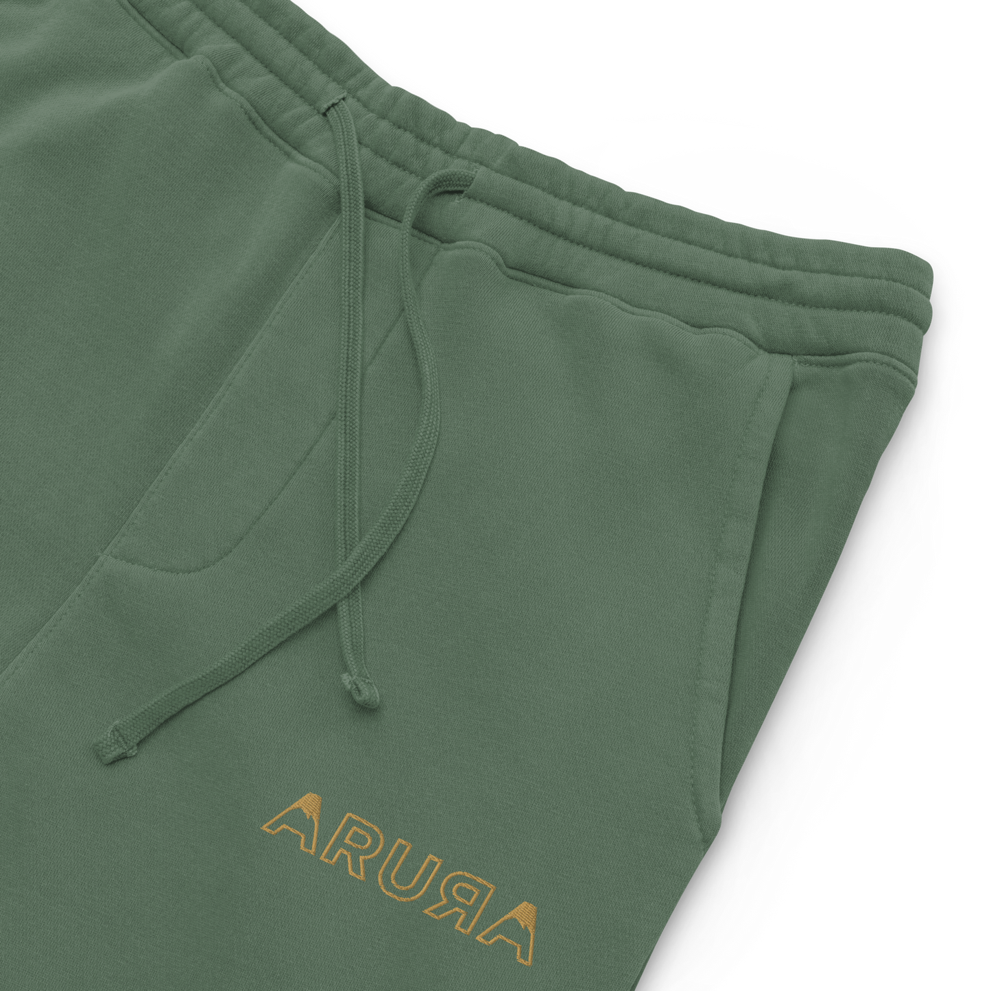 unisex embroidered hollow logo pigment-dyed sweatpants - old gold logo
