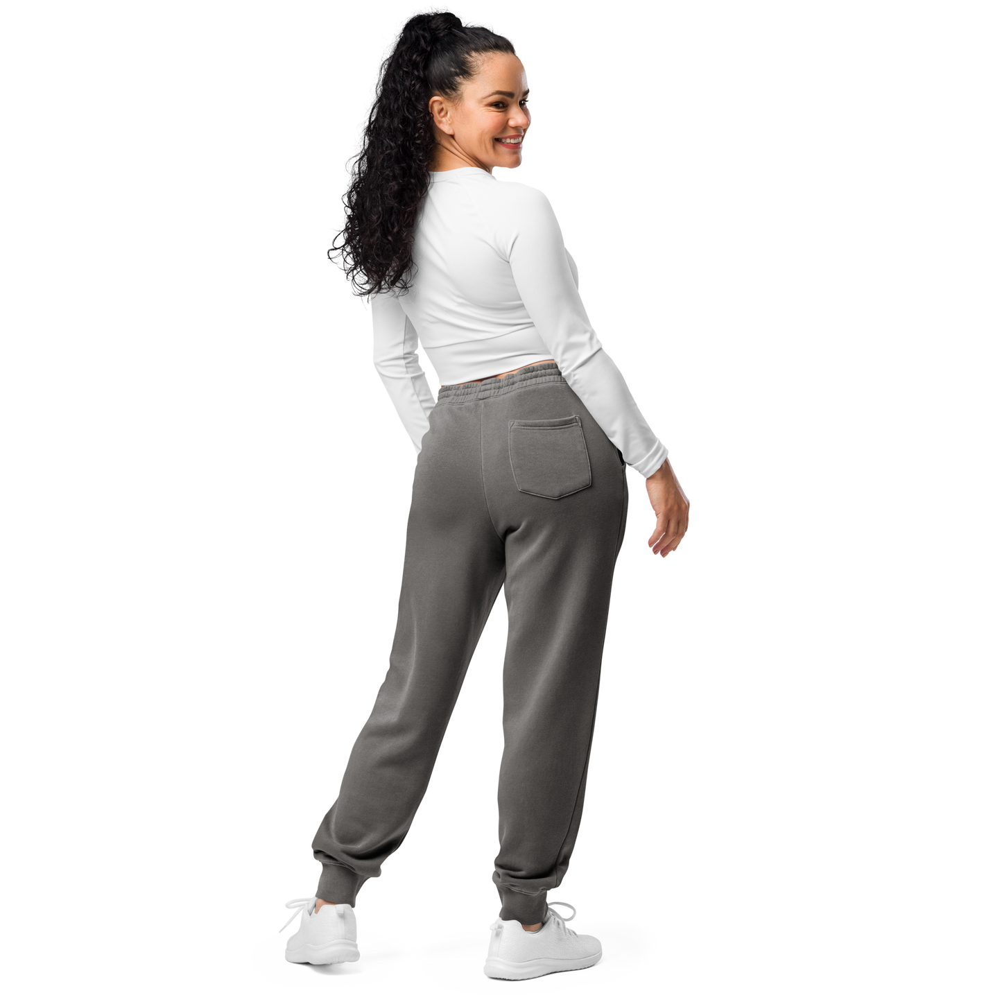unisex block logo embroidered pigment-dyed sweatpants - white logo