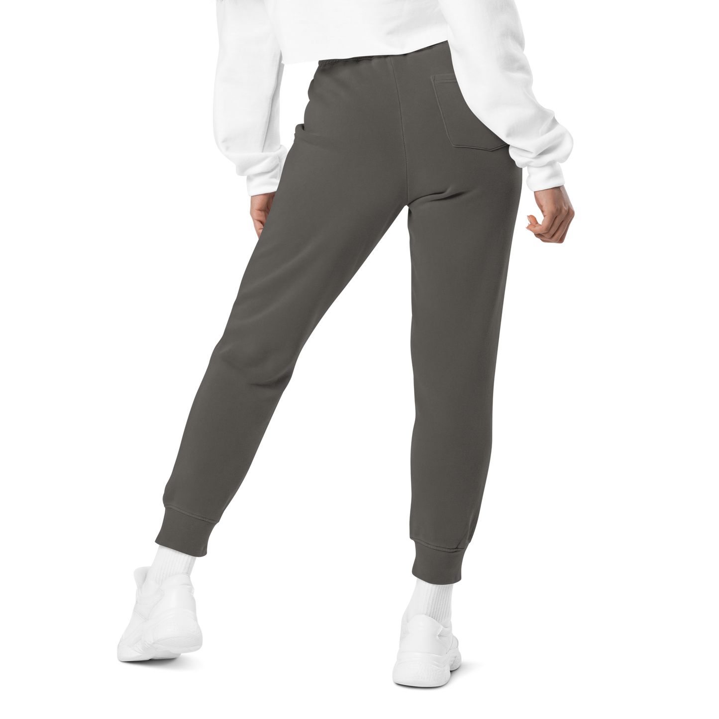 unisex embroidered hollow logo pigment-dyed sweatpants - old gold logo