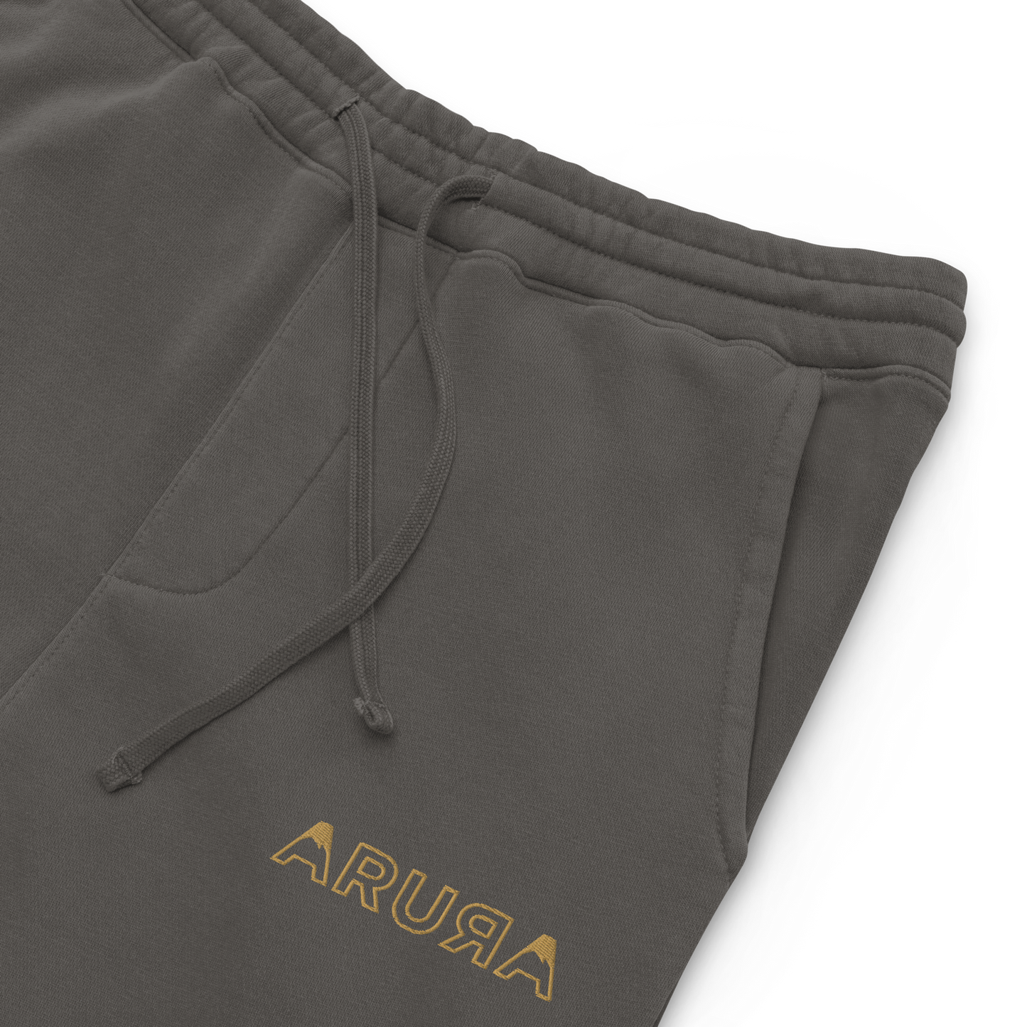 unisex embroidered hollow logo pigment-dyed sweatpants - old gold logo