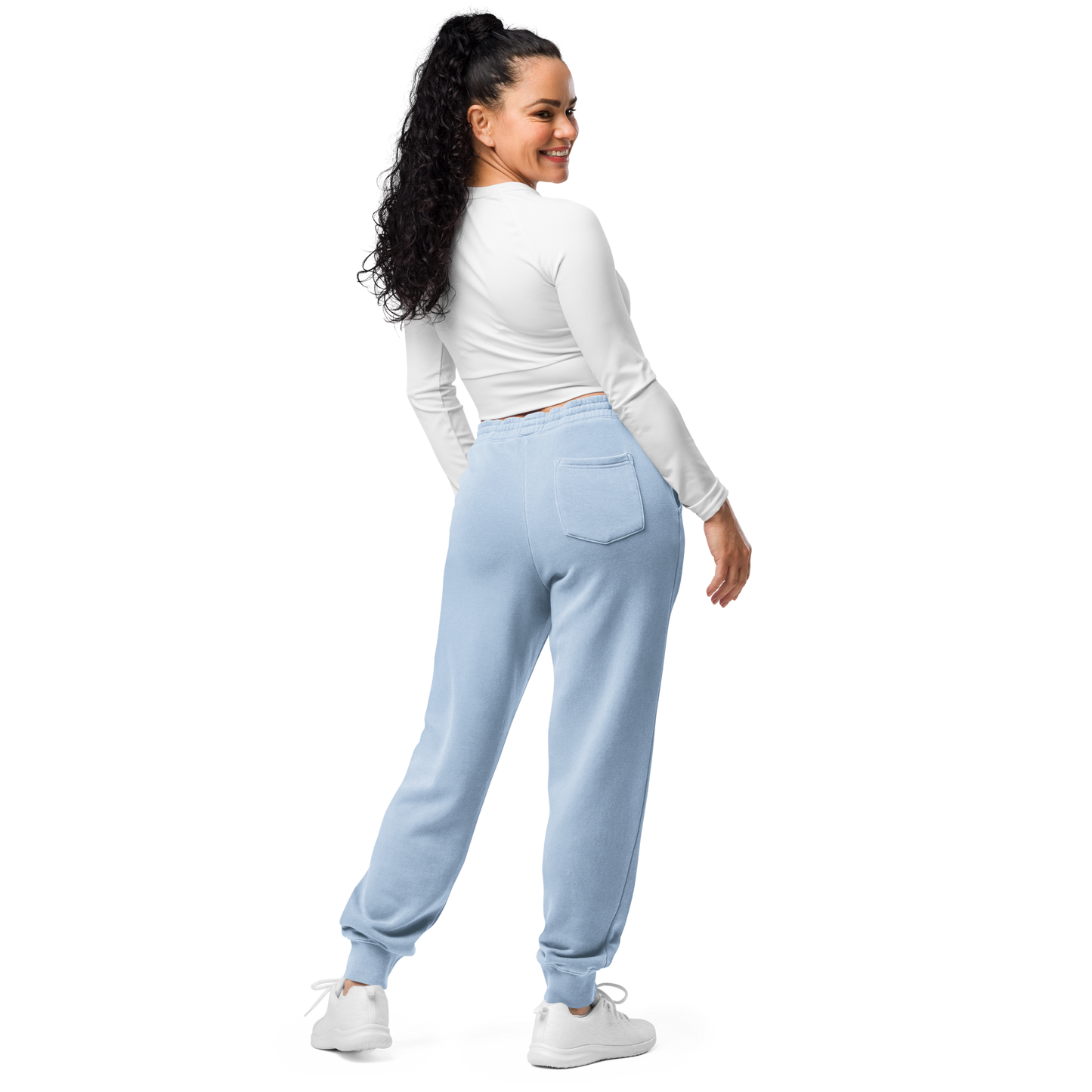 unisex block logo embroidered pigment-dyed sweatpants - white logo