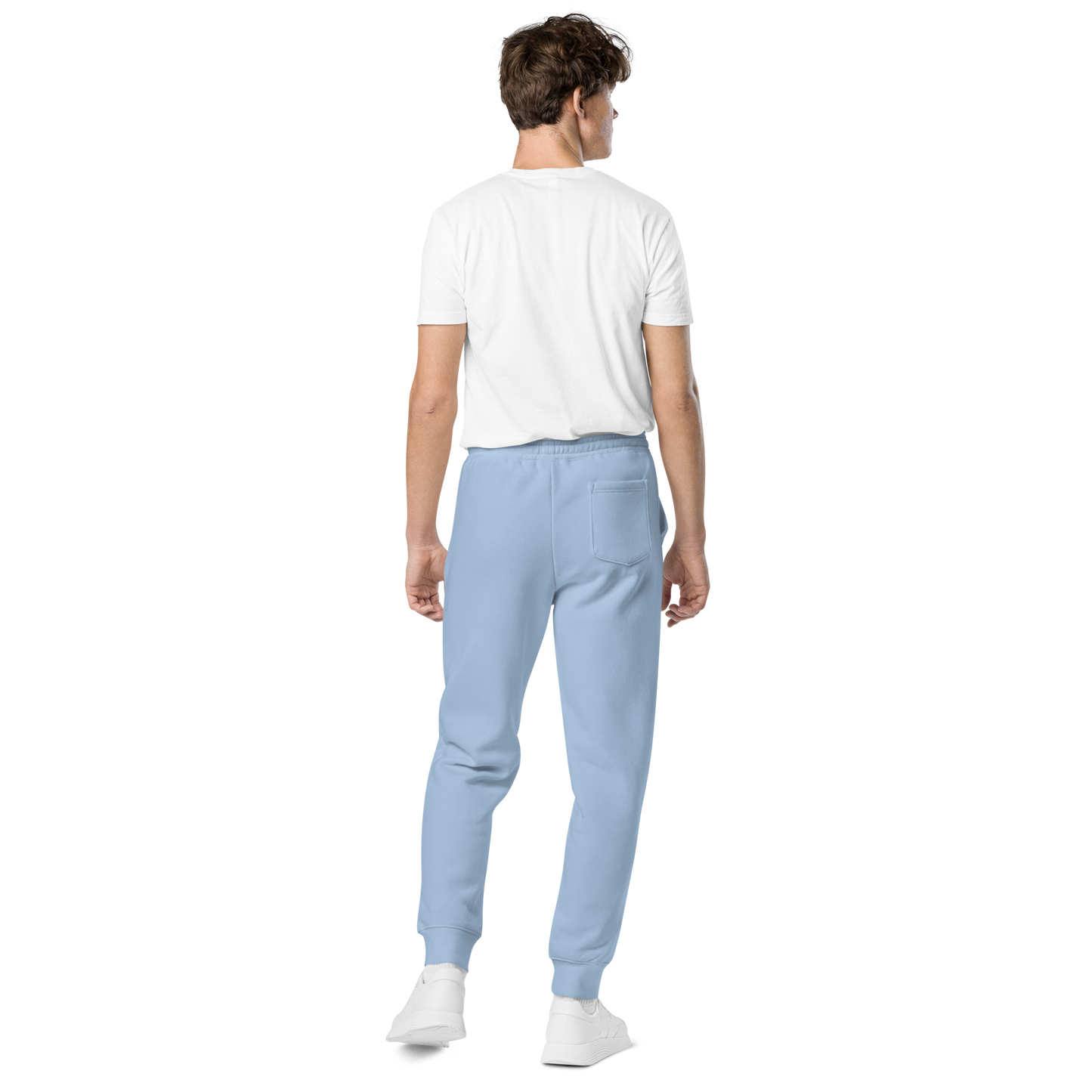 unisex embroidered hollow logo pigment-dyed sweatpants - old gold logo