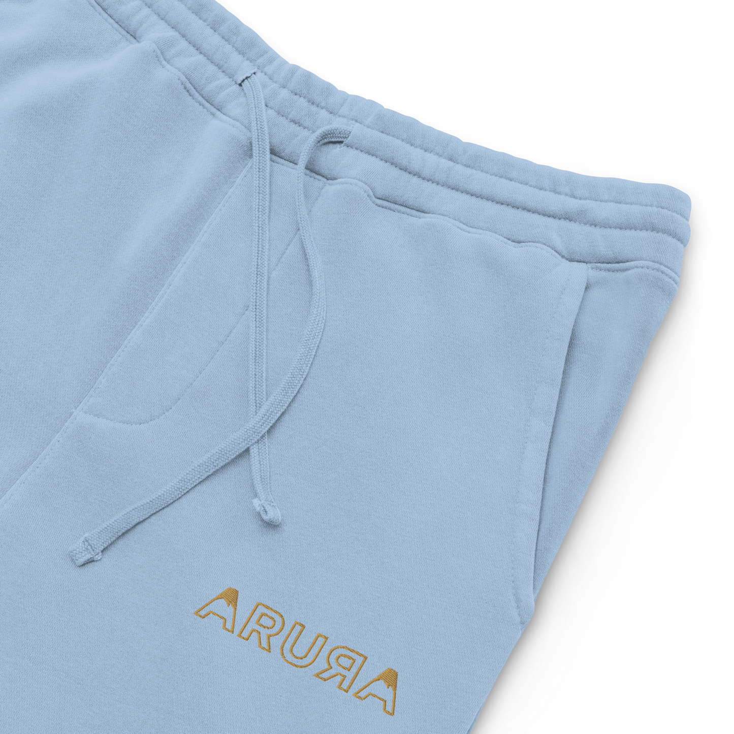 unisex embroidered hollow logo pigment-dyed sweatpants - old gold logo