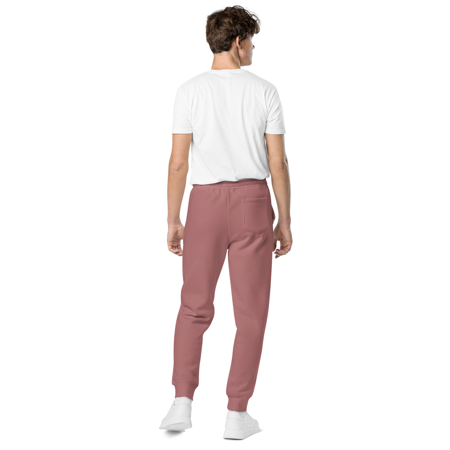 unisex embroidered hollow logo pigment-dyed sweatpants - old gold logo