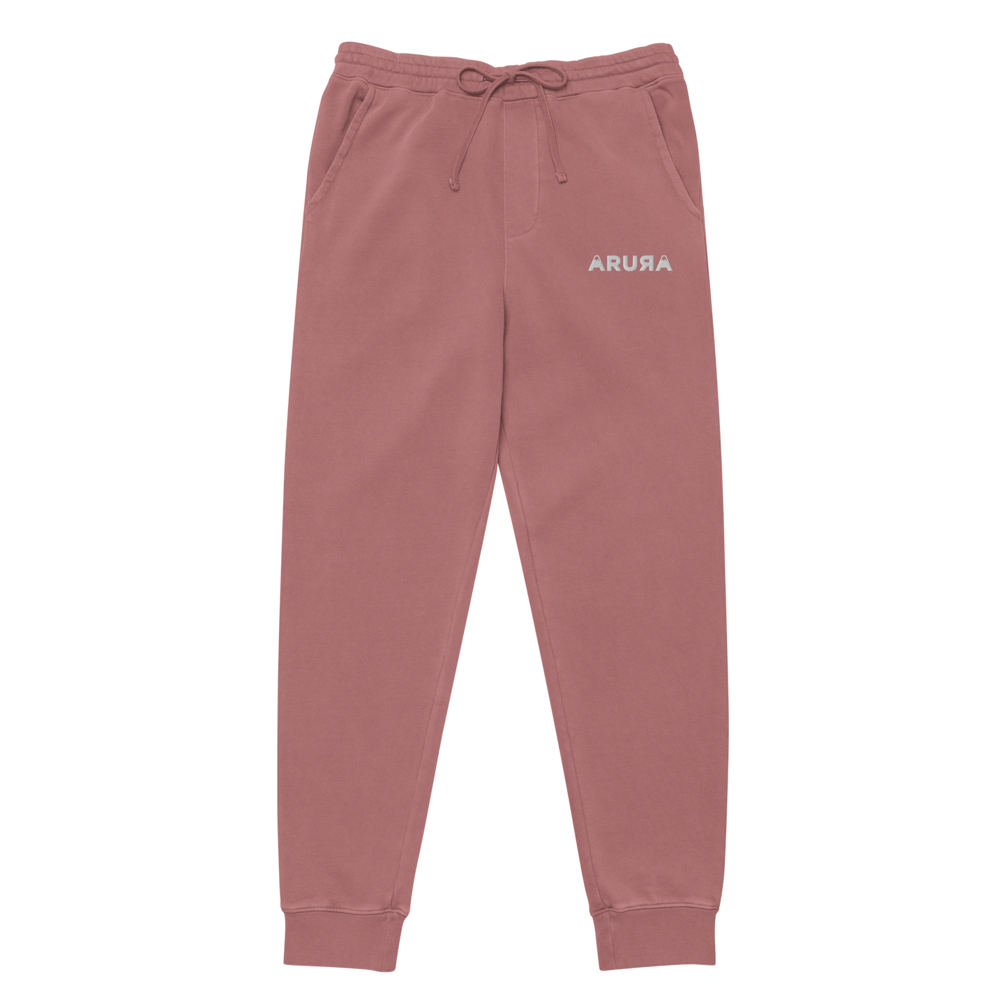 unisex block logo embroidered pigment-dyed sweatpants - white logo