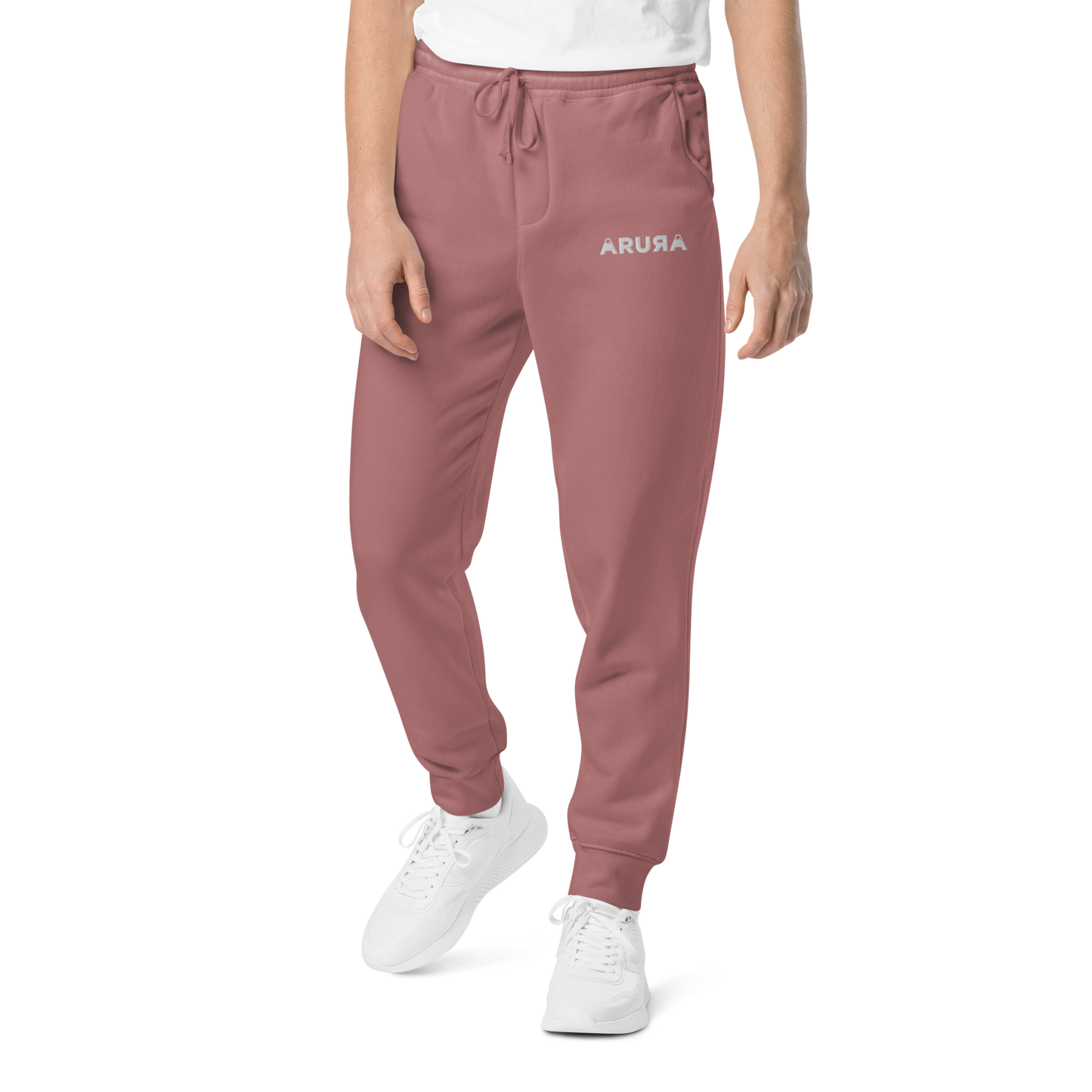 unisex block logo embroidered pigment-dyed sweatpants - white logo