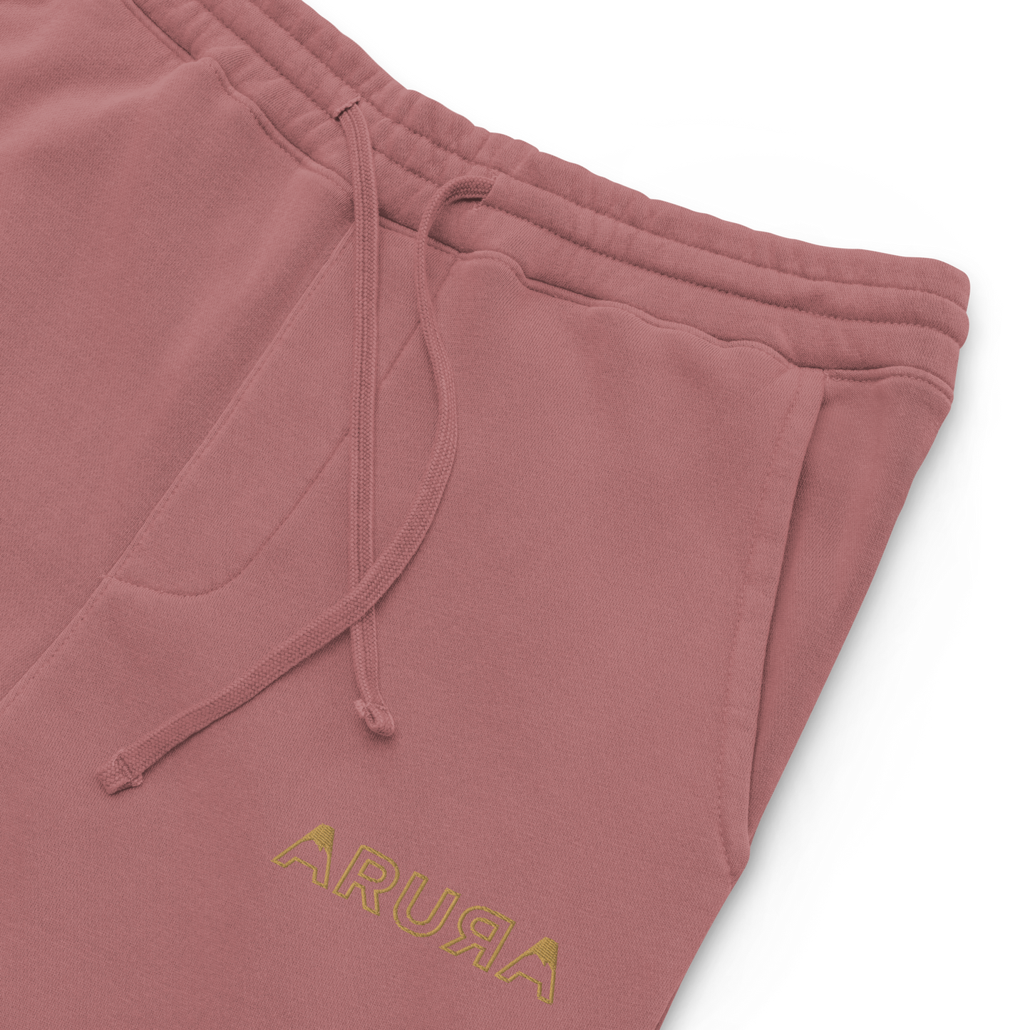 unisex embroidered hollow logo pigment-dyed sweatpants - old gold logo