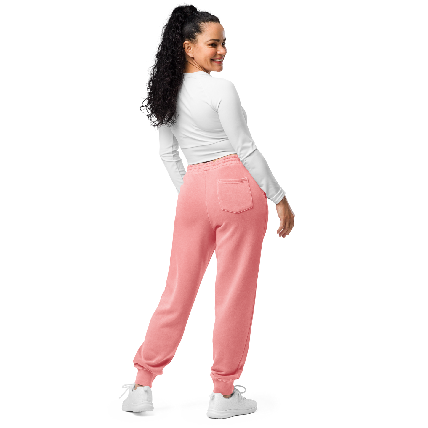 unisex block logo embroidered pigment-dyed sweatpants - white logo