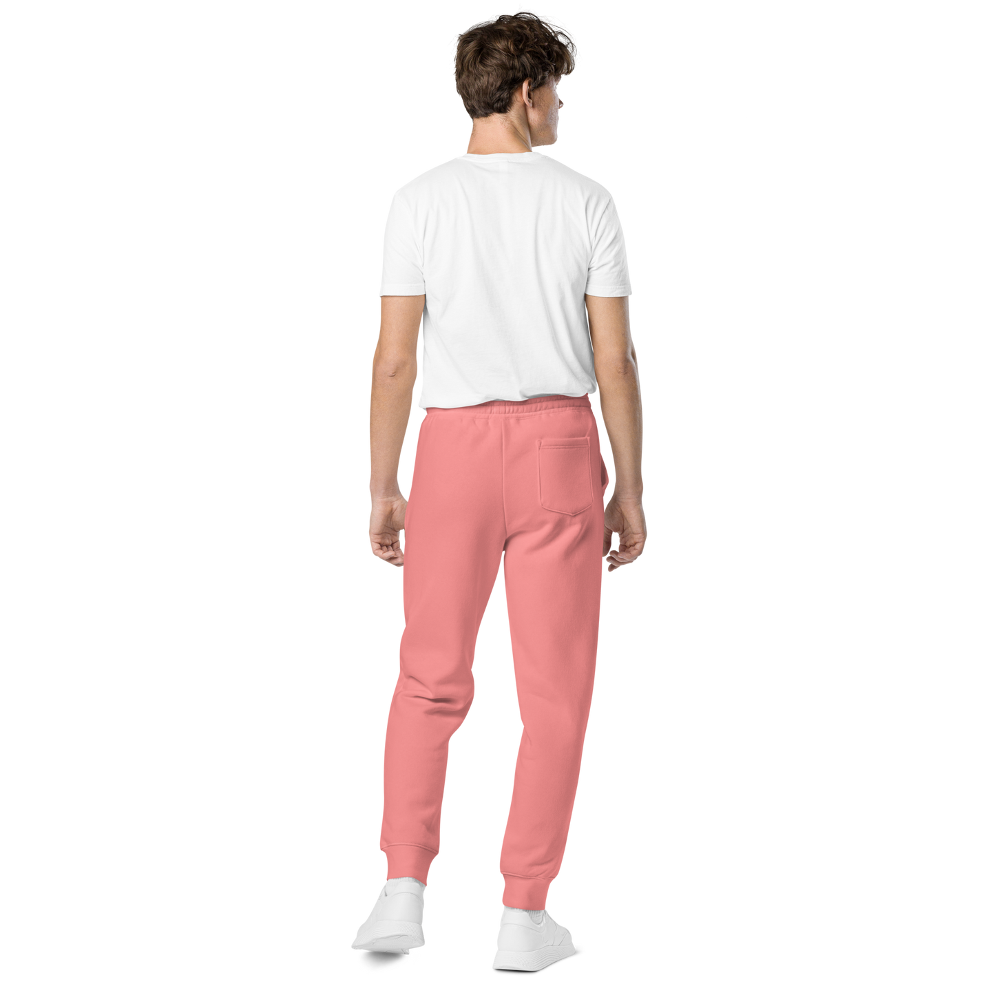 unisex embroidered hollow logo pigment-dyed sweatpants - old gold logo