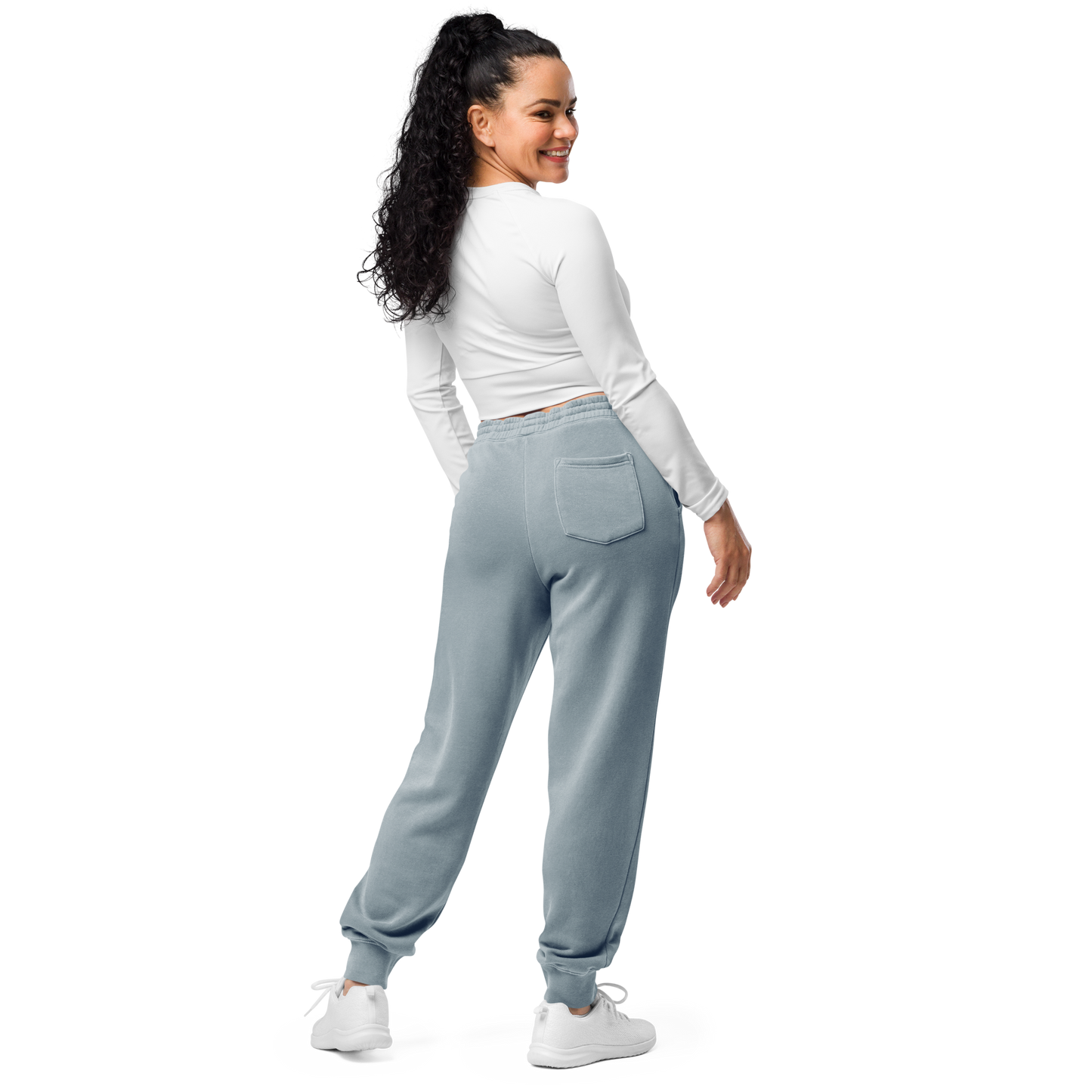 unisex block logo embroidered pigment-dyed sweatpants - white logo