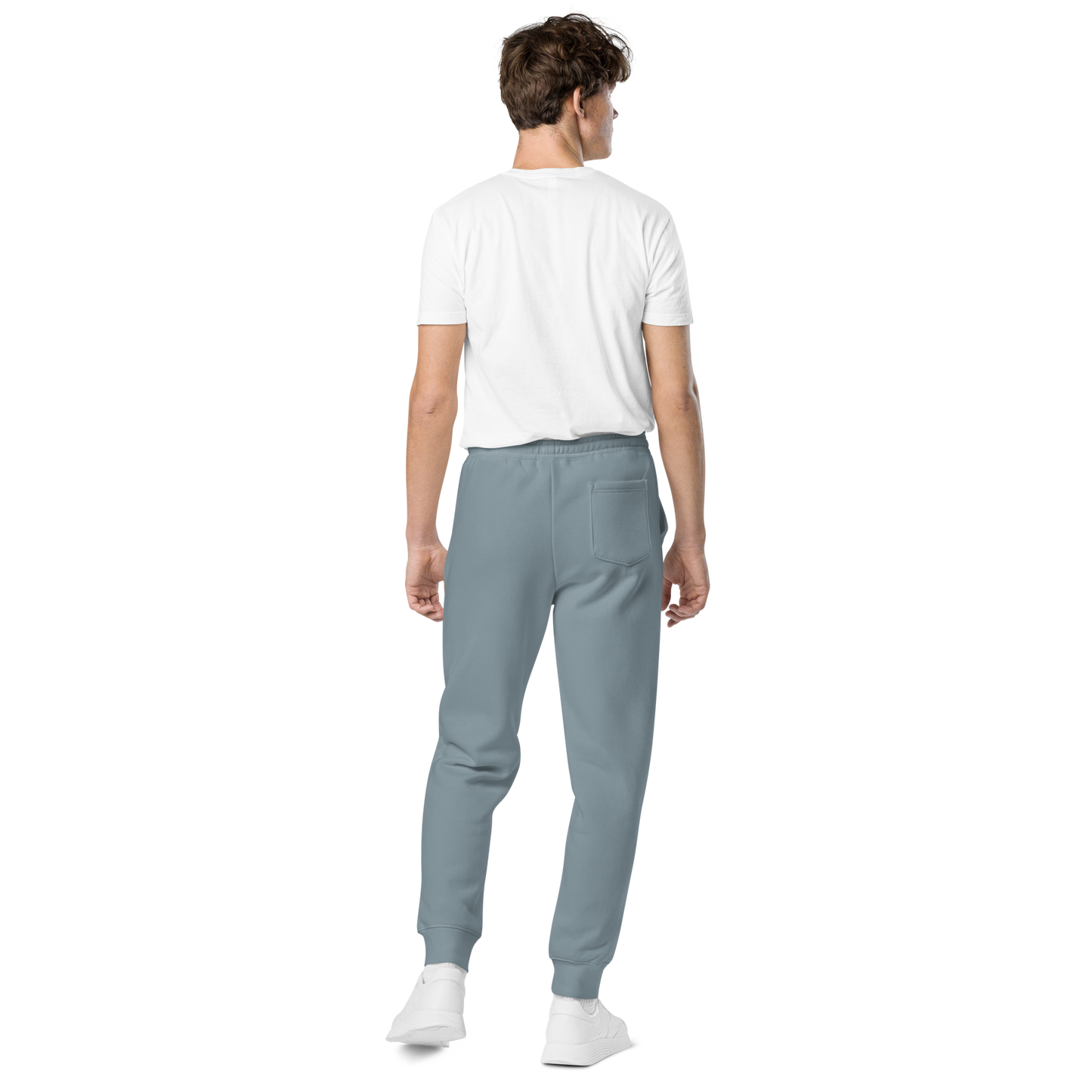 unisex embroidered hollow logo pigment-dyed sweatpants - old gold logo