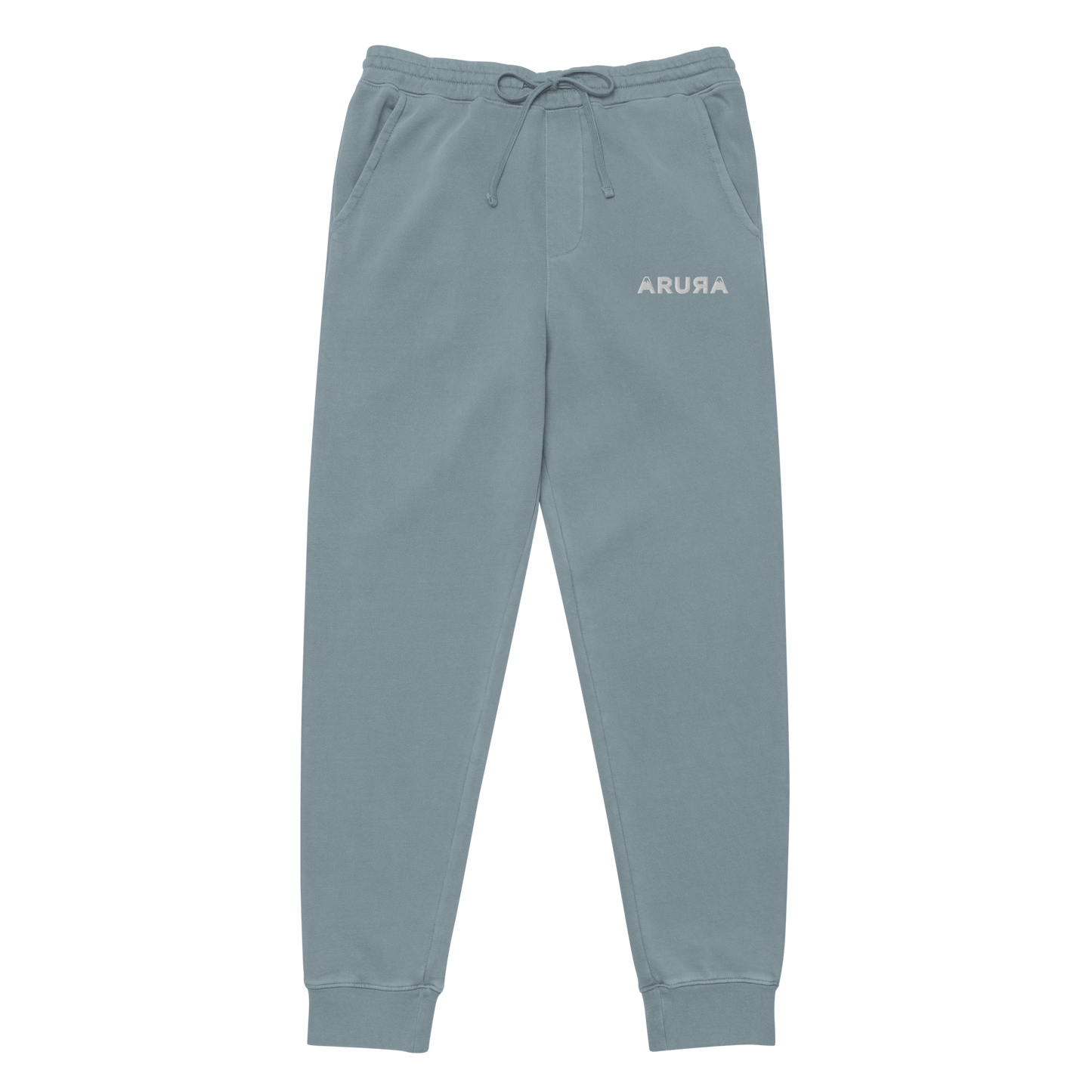 unisex block logo embroidered pigment-dyed sweatpants - white logo