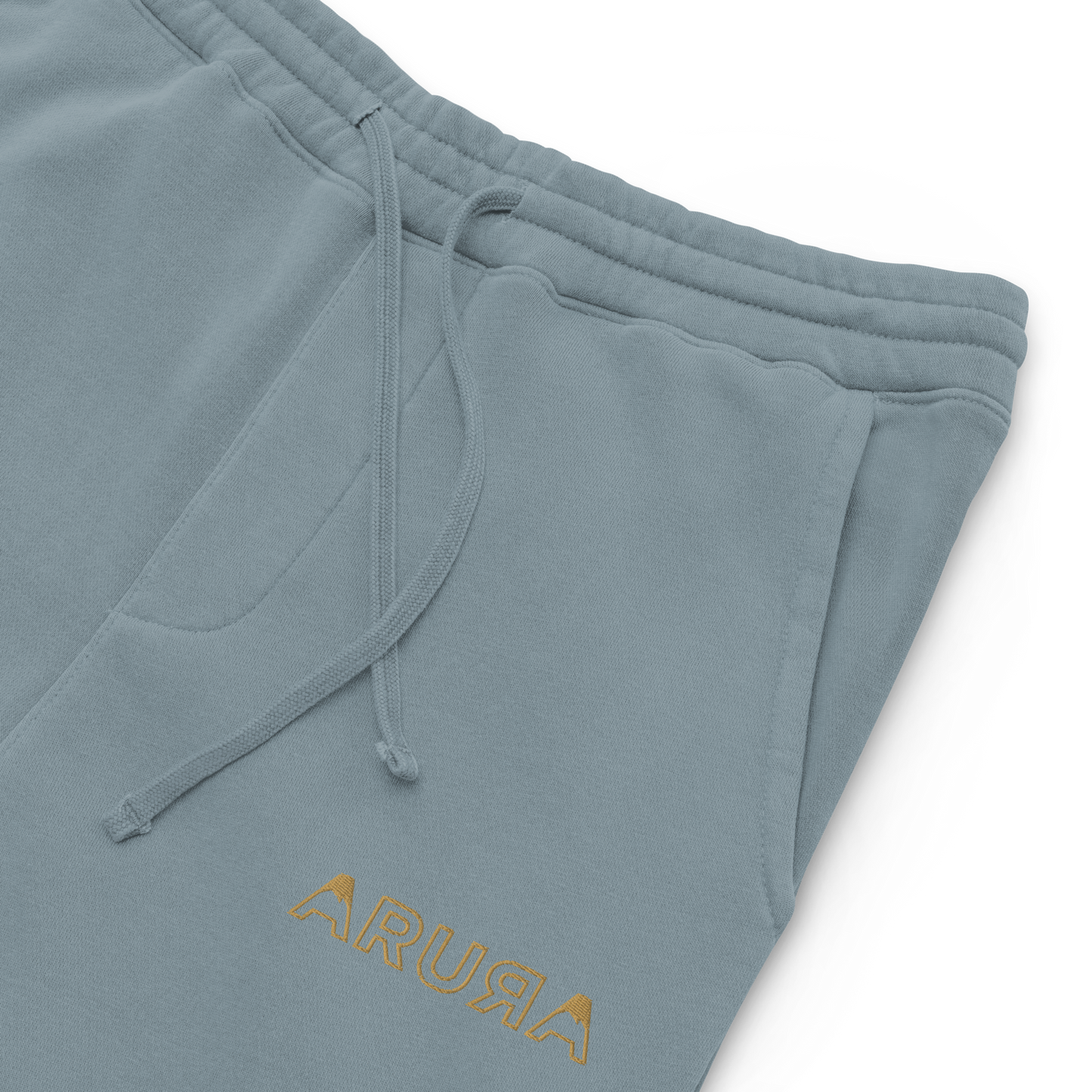 unisex embroidered hollow logo pigment-dyed sweatpants - old gold logo